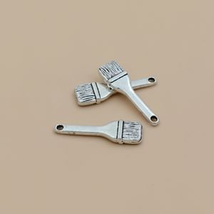 100 Stück Charms Pinsel für Halskette, Armband, Bastelzubehör, Herstellung (altes Silber) A-054
