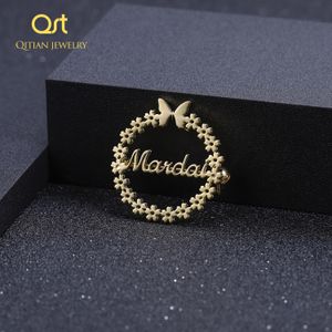 Pins Brooches Customized Any Name Brooch Personalized Initial Letters Handmade Jewelry Wedding Bridesmaid Gifts For Women 230704