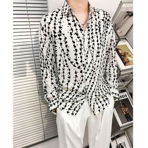 Men's T Shirts Spring Male Long Sleeve Shirts For Men 2023 Summer Punk Style Unique Creative Pattern Shirt Casual Slim Printed Tops A130 230703