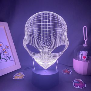 Objetos decorativos Estatuetas Alien 3D Lava Lamp LED RGB Creative Night Lights Cool Gift para Kid Friends Bedroom Mesa de Cabeceira Decoração Alien Shape Light 230703