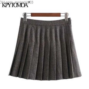 Skirts KPYTOMOA Women Chic Fashion With Lining Pleated Check Mini Skirt Vintage High Waist Side Zipper Female Skirts Mujer Z230707