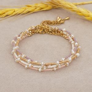 Pulseiras de elos YASTYT Flat Water Fresh Pearl Bracelet Multicolor Miyuki Seed Frisado Aço Inoxidável Fecho de Lagosta Jóias Para Mulheres