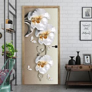 Adesivos Porta moderna adesivo simular padrão de vidro geométrico auto adesivo flor adesivo parede à prova dwaterproof água sala lavagem decoração casa decalque