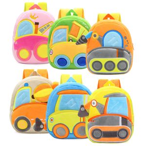 Backpacks Cute Children School Bags 3D Cartoon Trucks Car Plush Kids Backpack Kindergarten Boys Girls Schoolbags Mini Small Backpack 230703
