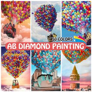 Frascos ab casa voadora 5d pintura diamante balão completo broca mosaico paisagem bordado cruz artesanato decoração de casa