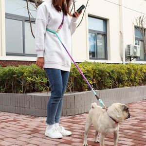 犬の首輪ハンズフリーリードナイロンペット 2 ウェイ犬ウォーキングランニングリードロープ小中大用品