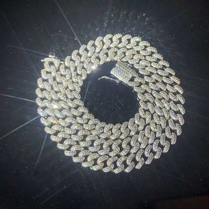 Gargantilha de corrente cubana de 2 fileiras personalizada de 10 mm com colar de joias de diamante moissanita gelada