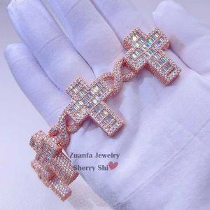 Joias de grife hip hop masculinas, joias de rapper, pulseiras masculinas de elos infinitos, cruz de diamante, cubana