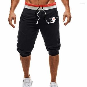 Calças masculinas estampadas capri para homens verão soltas na panturrilha com pontas masculinas casuais joggers treino cor sólida moletom fashion