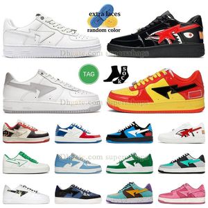 SK8 Homens Mulheres Sapatos Casuais Sta Low Sneaker Court Designer Nigo Bathing Apes Shark Preto Branco Couro Envernizado Verde ABC Camo Verde Rosa Camo Combo Tênis GAI Platform