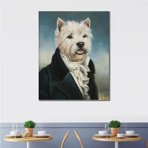 Retratos de animais Arte em tela de cachorro Westie com Jabot Thierry Poncelet Reprodução de pintura a óleo feita à mão Decoração moderna de escritório