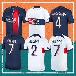 23 24 MBAPPE soccer jerseys 2023 SERGIO RAMOS MARQUINHOS VERRATTI KIMPEMBE Maillots de football shirt ICARDI DI MARIA DRAXLER kids kit uniforms