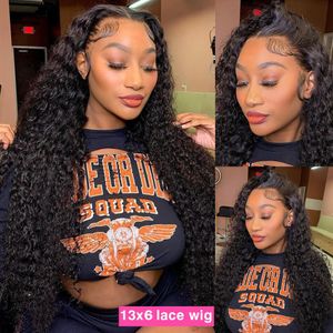 26Inch HD Lace Frontal Wig Wet And Wavy Deep Curly Lace Front Human Hair Wigs Preplucked Brazilian Deep Wave Wig