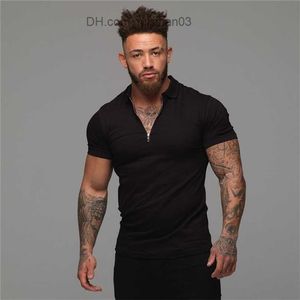 MEN POLOS Muscleys Man Mashion Pollo Shirt عرض أزياء غير رسمية بلون قصير الأكمام قصيرة جودة قميص بولو رفيع