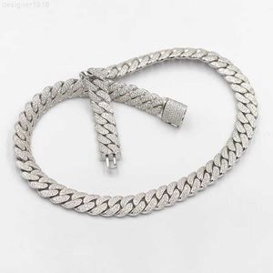 Customized 13mm 17mm Wide 2 Rows Moissanite Diamond 925 Sterling Silver Cuban Link Chain