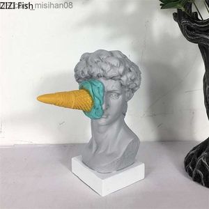 Candle Holders Candle Holders Mythology Figure Ice Cream David Statue Myth Character Resin Ornaments Desk Decoration Figure Sculpture Modern Z230704