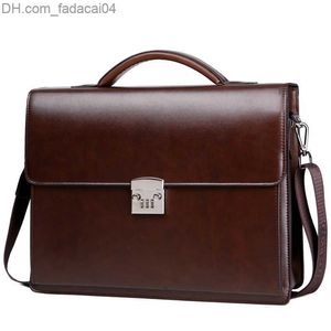 Evrak çantaları evrak çantaları erkek şifre kilit çantası diyagonal paketi deri dizüstü iş çantası erkek omuz messenger lüks el çantaları maleta z230704