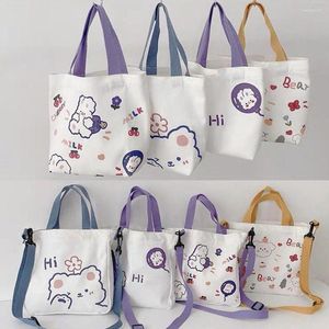 Shopping Bags Korean Handcarry Bag Sling Shoulder Children's Handbag Crossbody Canvas Bear Printing Cute INS