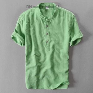 Camisetas masculinas camisas de manga curta masculino vestuário de verão camisa de linho masculina moda de streetwear slim fit respra