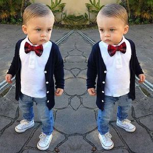 Abiti Ragazzini Abiti formali Bambini Button Down Papillon Camicia Gilet Pantaloni Set di abbigliamento 3 pezzi Kid Wedding Party Gentleman Suit AutunnoHKD230704