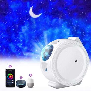 Night Lights Smart life wifi APP starry sky galaxy projector stars moon ocean voice music control LED night light lamp for kid gift HKD230704