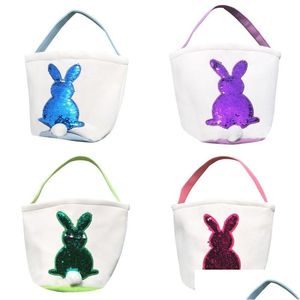 Other Festive Party Supplies Sequin Easter Bunny Baskets Spring Rabbit Handbags Canvas Candy Egg Storage Bag Kids Hunt Eggs Event Dhvvc