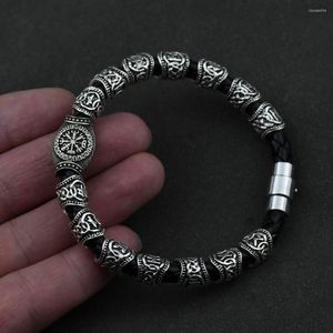 Очарование браслетов норвежские руны браслет викинго 15pcs beads vegvisir compass amulet viking slavic accessorier
