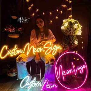 Nacht Benutzerdefinierte Hochzeit Name Diy Kreis Business Anime Geburtstag Party Bar Wand Lichter Pivate LED Neon Zeichen HKD230704