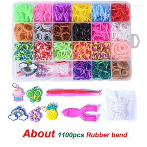 Charm Bracelets 24 Grids Colorful Bands Set Candy Color Bracelet Making Kit DIY Rubber Band Woven Girls Craft Toys Gifts