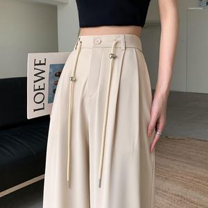 Damenhosen Schwarzer Anzug für Frauen Koreanische Hose mit weitem Bein Vintage Streetwear Hohe Taille Mode Büro Damen Arbeiten Dünne lange Hose Q559