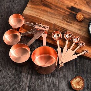 Measuring Tools 4/5/9pcs Stainless Measuring Spoons Cups Set Baking Tea Coffee Scoop Tools Kitchen Accessories R230704