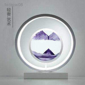 Luzes noturnas Luz noturna de cabeceira Vidro 3d areia movediça pintura decoração mesa quarto sala de estar atmosfera lâmpada presente carregamento HKD230704