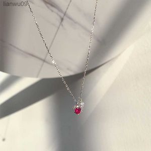 Silver Plated Red Zircon Love Heart Necklaces for Women Wedding Jewelry Long Necklaces Statement Jewelry L230704