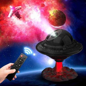 Ljus 2022NY UFO Astronaut Stjärnhimmel Galaxy Stars Projektor Nattljus LED-lampa för inredning i sovrummet Nattlampor HKD230704