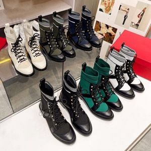 Designer Rivet Boots Martin Boots Women Knit Calfskin Ankle Boots Sexy Platform Casual Woman Shoes tamanho 35-41 Com caixa