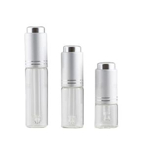 5ml 10ml 15ml 20ml Presspipettflaska Guld Silver Lock Tom Klart glas Eterisk olja droppflaskor Kosmetisk påfyllningsbar behållare Partihandel