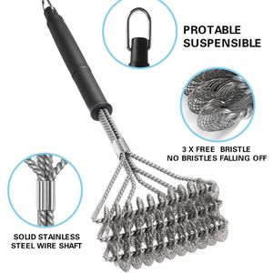 BBQ Grills Barbecue Accessorie Grill Brush Stainless Steel Wire Bristles Clean Brushes Non stick Stains Grease Kitchen Tools 230704