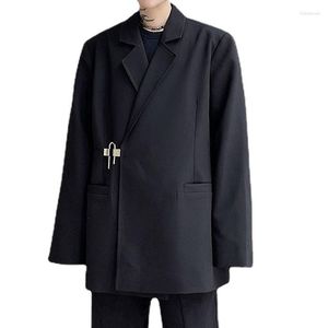 Erkekler Suits Erkekler Kilitle Buckle Japon Harajuku Street Giyim Moda Gevşek Sıradan Siyah Takım Ceket Blazers Kadınlar Büyük Boy Blazer Ceket Adam