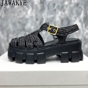 Plataforma de vadão grossa barbante feminina feminina solada grama casual sandals de roma de verão punk lefl planings sapatos 230703 164