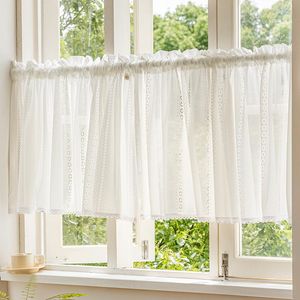 Number French Style Wave Lace Curtain Short Curtains Rod Curtains for Living Room Wedding Bedroom Kitchen Decoration Rideaux Cortina