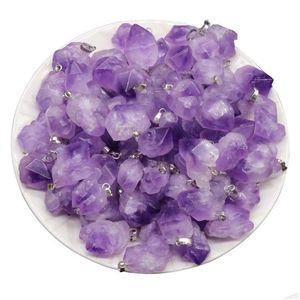 Pendant Necklaces Wholesale Real Amethyst Necklace For Women Crystals Bk Drop Delivery Jewelry Pendants Dhr8P