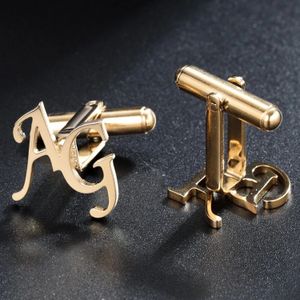 Pins Brooches Personalized Men's Cufflinks High Quality Stainless Jewelry Custom Letter Wedding Men Shirt Cufflink Father's Day Gift 230704