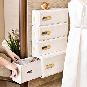 Films Home Closet Invisible Storage Drawer Wardrobe Wall Mounted Panties Socks Box Multi Grid Sorting Plastic Storage Organizers