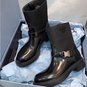 Designerstiefel Damen gebürstetes Leder Martin Boot Knöchel Nylonschuhe Winter Schwarz Weiß Schuhe Größe 35-41 mit Box NO333