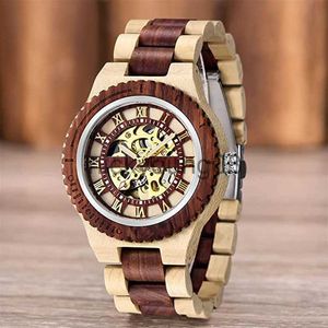 Wristwatches Leisure Business Men Mechanical automatic Wood Folding Buckle 2022 High Quality Low-Key Wooden es 0703
