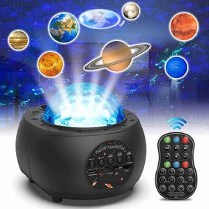 10 Planet Colorful Projector Lights Galaxy Starry Bluetooth Speaker Night Light LED مصباح عيد الميلاد مرة أخرى