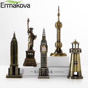 Decorative Objects Figurines ERMAKOVA Metal Architecture Figurine World Famous Landmark Building Statue Home Office Desktop Decor Christmas Gift 230703