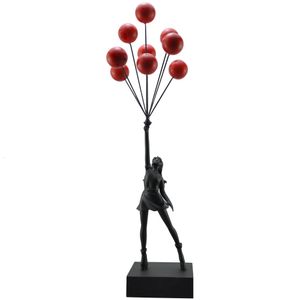 Decorative Objects Figurines 6color 57cm Balloon Girl Statues Banksy Art Sculpture Resin Craft Living Room Home Decoration Accessories Gift Desk Ornament 230704