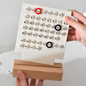 Perpetual Table Calendar, Acrylic Desk Calendar, 3-Ring Date Record, Home Decoration, Gift Set