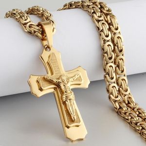 Colares pingentes crucifixo católico jesus cruz colar para homens cor de ouro pendente com bíblia masculino jóias religiosas presentes